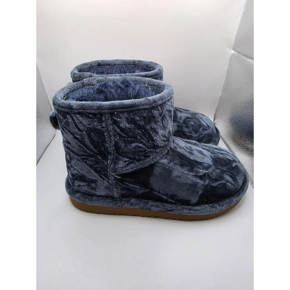 UGG Classic Mini Blue Crushed Velvet Boots Kids Size 13